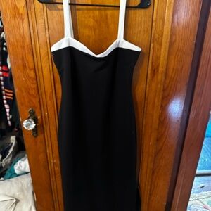 Hello Molly Black and White Spaghetti Strap Midi Dress
